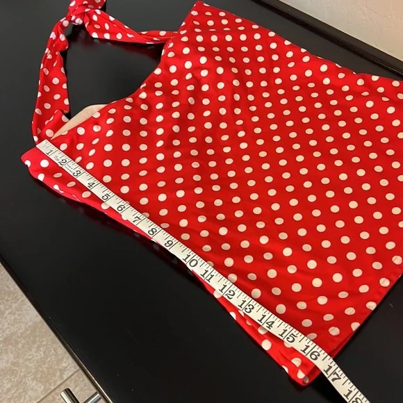 DownEast Basics Sausalito Halter Pinup Polka dot Tankini, red and white, size L - Picture 8 of 8